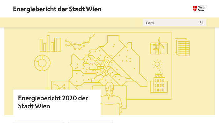 Screenshot Startseite Energiebericht der Stadt Wien