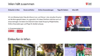 Screenshot Startseite Wien hält zusammen