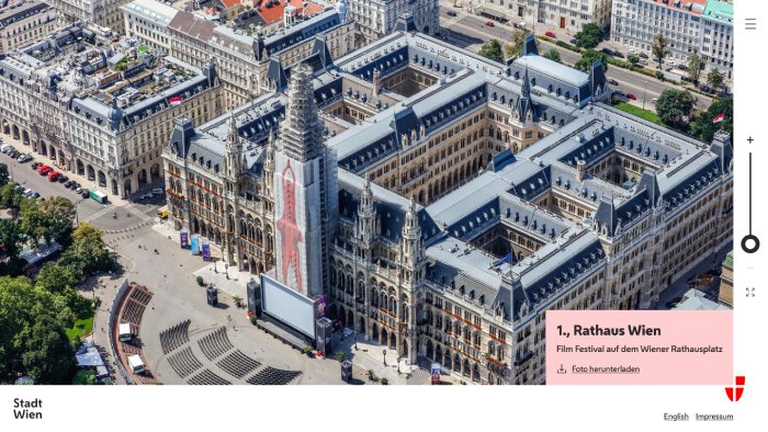 Screenshot Startseite Wien von oben